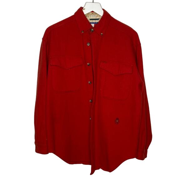 Vintage Tommy Hilfiger Red Wool Blend Shirt Jacket - Men's Size M - Picture 1 of 4